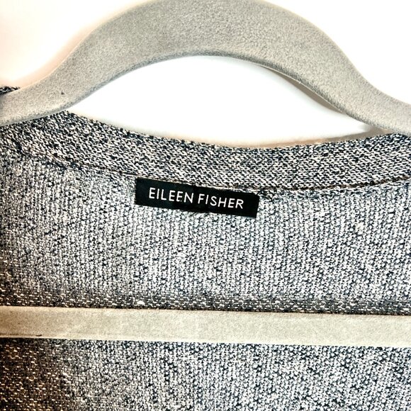 Eileen Fisher Gray Linen Blend Long-Lined Long Sleeve Cardigan Lagenlook Size XL - Picture 2 of 5
